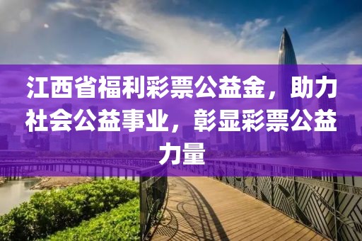 江西省福利彩票公益金，助力社会公益事业，彰显彩票公益力量