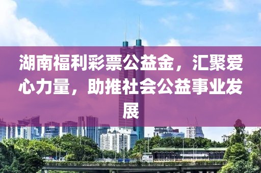 湖南福利彩票公益金，汇聚爱心力量，助推社会公益事业发展