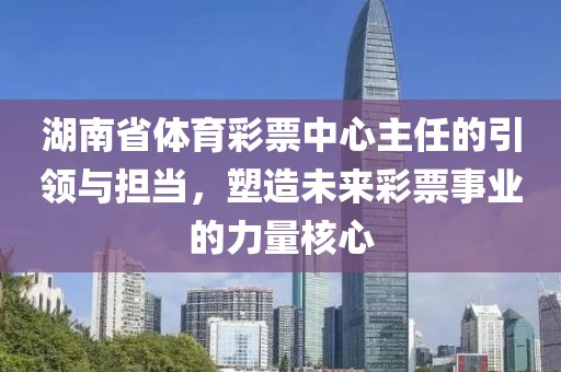 湖南省体育彩票中心主任的引领与担当，塑造未来彩票事业的力量核心