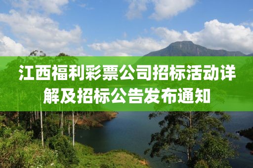 江西福利彩票公司招标活动详解及招标公告发布通知